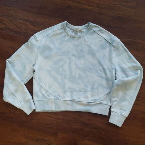 Rag & Bone Light Blue Cloud Chic Feminine Trendy Retro Cropped Sweatshirt Size S - Picture 1 of 8
